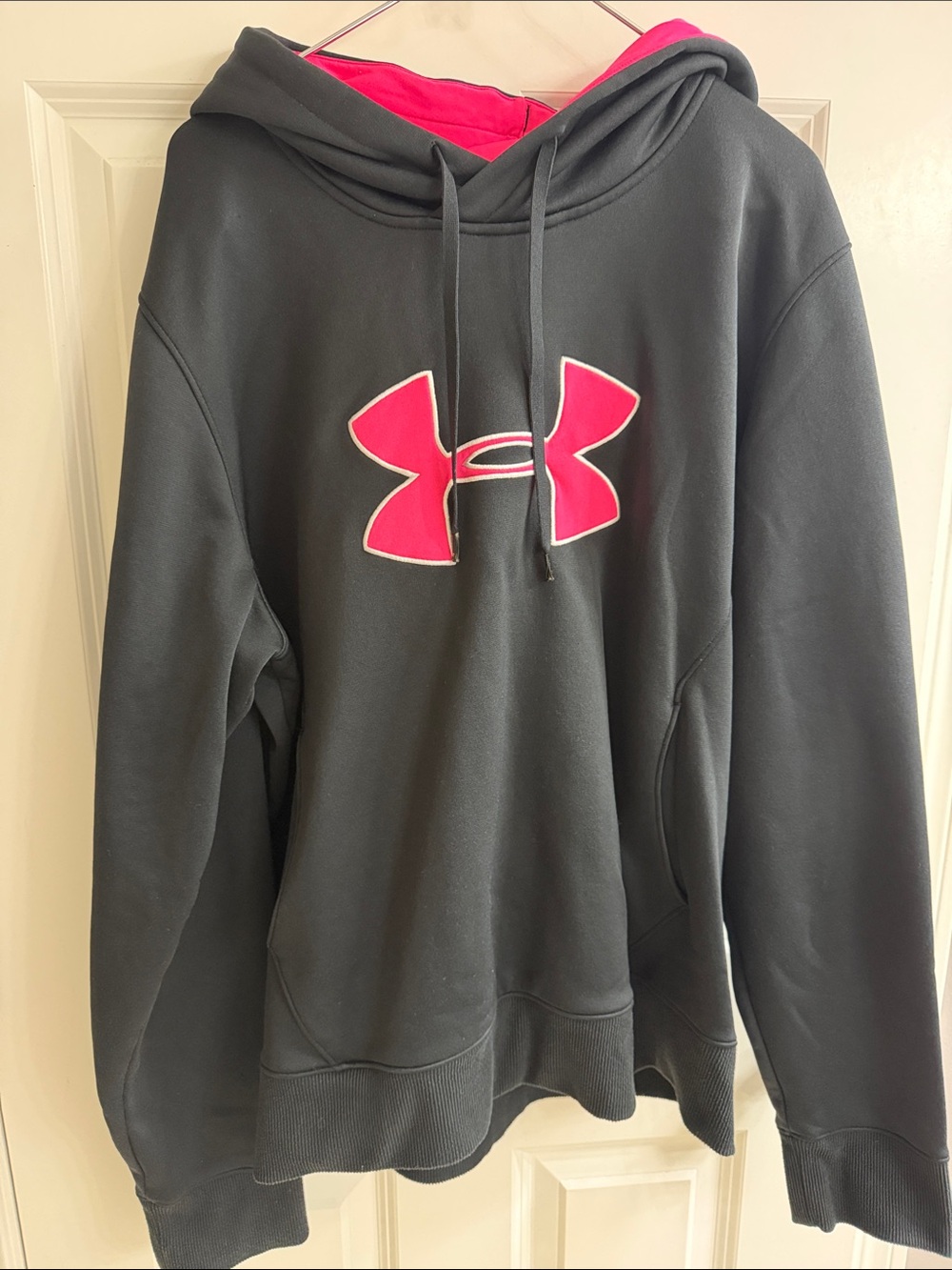 Under Armour Black Hoodie with Hot Pink Logo and Lining